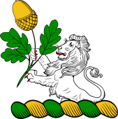 Family Crest from England for: Ackhurst Crest - A Demi-lion Holding an Oak Slip