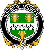Irish Coat of Arms Badge for the O'COFFEY family
