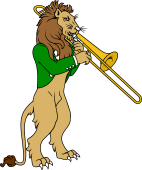 Symphony Lions Clipart image: Lion playing Trombone