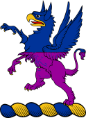 Family crest from England for Ackworth (Kent) Crest - A Griffin Segreant per Fesse