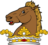 Family crest from England for Abbot Crest - Out of a Ducal Coronet, a Horse's Head