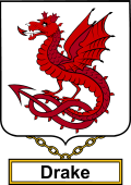 English Coat of Arms Shield Badge for Drake