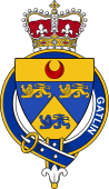 British Garter Coat of Arms for Gatlin or Catlin (Ireland)