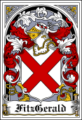 Irish Coat of Arms Bookplate for Fitz-Gerald