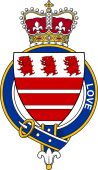 Families of Britain Coat of Arms Badge for: Love (England)