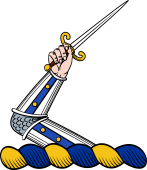 Family crest from Ireland for Aldworth (Ireland) Crest - AIA Embowed, Grasping a Straight Sword