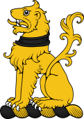 Family crest from England for Acklame Crest - A Lion Sejant, Collared