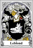 French Coat of Arms Bookplate for Leblond