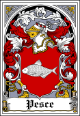 Italian Coat of Arms Bookplate for Pesce