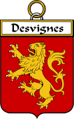 French Coat of Arms Badge for Desvignes (Vignes des)