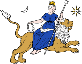 Gods and Goddesses Clipart image: Rhea on Lion