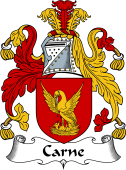 English Coat of Arms for the family Carne