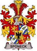 Coat of arms used by the Danish family Sponeck