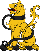Family Crest from England for: Acham (Cornwall) Crest - A Lion Sejant Collared and Lined