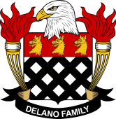 Coat of arms used by the Delano family in the United States of America