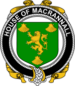Irish Coat of Arms Badge for the MACRANNALL (REYNOLDS) family