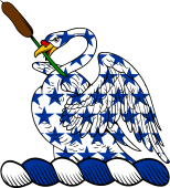 Family Crest from England for: Allcard, (Lancashire) Crest - A Demi Swan Wings Elevated, in the Beak a Bull Rush