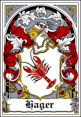 German Wappen Coat of Arms Bookplate for Hager