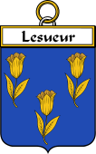 French Coat of Arms Badge for Lesueur (Sueur le)