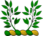 Family Crest from England for: Abenhall Crest - Two Branches of Laurel Issuing Chevronwise