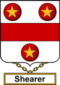 English Coat of Arms Shield Badge for Shearer or Sherar