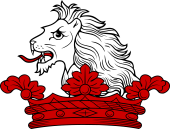 Family Crest from England for: Acland - Fuller (Somersetshire Baronet) Crest - Out of A Ducal Crown, a Lion's Head