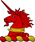 Family crest from England for Abett Crest - A Unicorn's Head Collared
