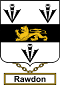 English Coat of Arms Shield Badge for Rawdon or Rowdon