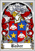 German Wappen Coat of Arms Bookplate for Bader
