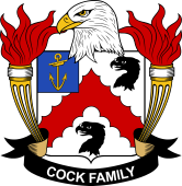 Coat of arms used by the Cock family in the United States of America