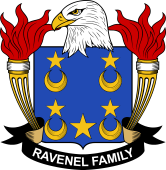 Coat of arms used by the Ravenel family in the United States of America