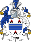 English Coat of Arms for the family Treys