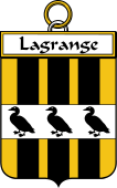 French Coat of Arms Badge for Lagrange (Grange de la)