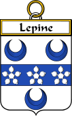 French Coat of Arms Badge for Lepine or Lepin