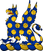 Family crest from England for Abbot Crest - Griffin Sejant, Bezantee