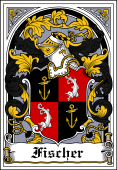 German Wappen Coat of Arms Bookplate for Fischer